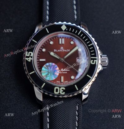 JH Replica Blancpain Fifty Fathoms Swiss Watch Stainless Steel Chocolate Dial 45mm